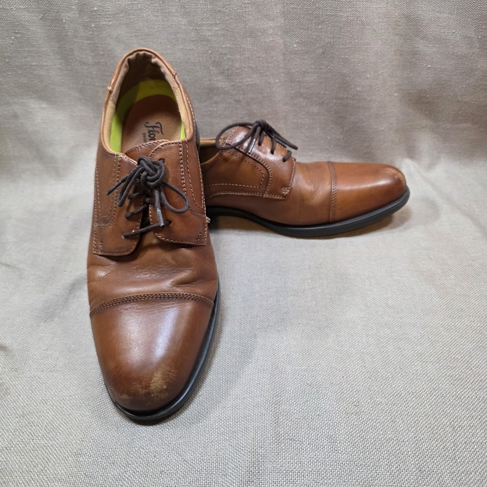 Florsheim Comfortech Men's Brown Leather Cap Toe Lace-Up Oxford Dress US Size 9D